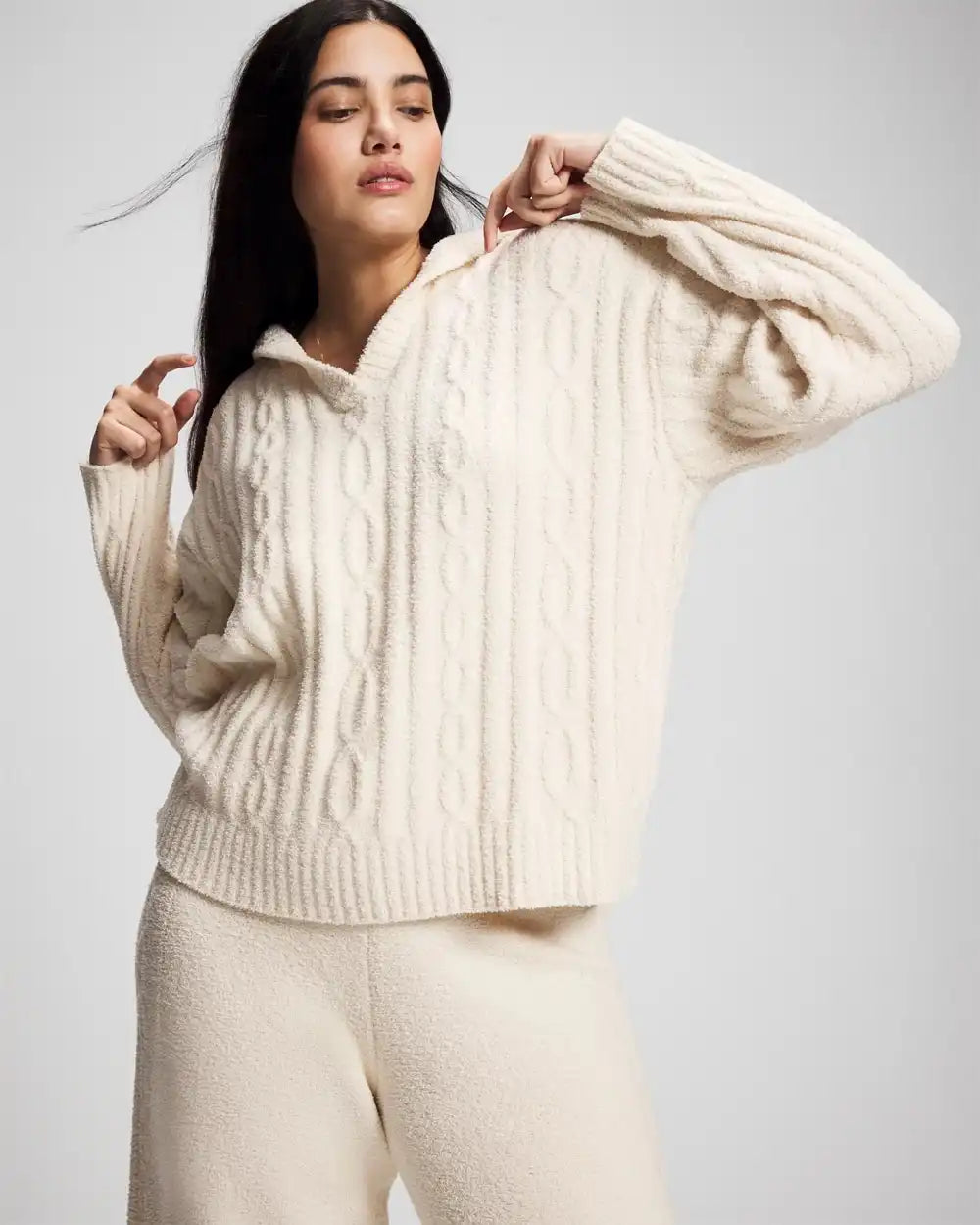 Cable Knit Plush Hoodie