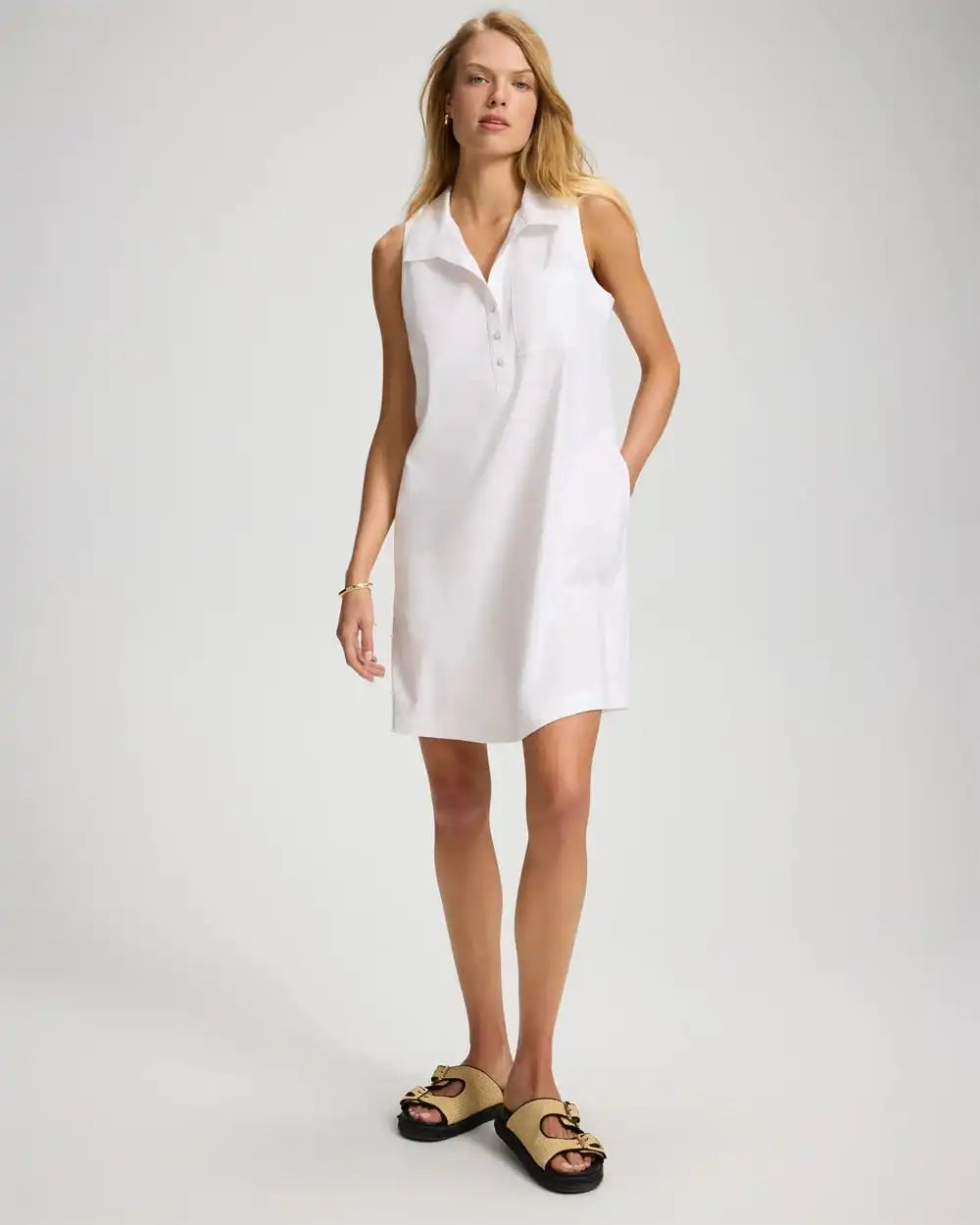Beach Cotton Collared Short Dress