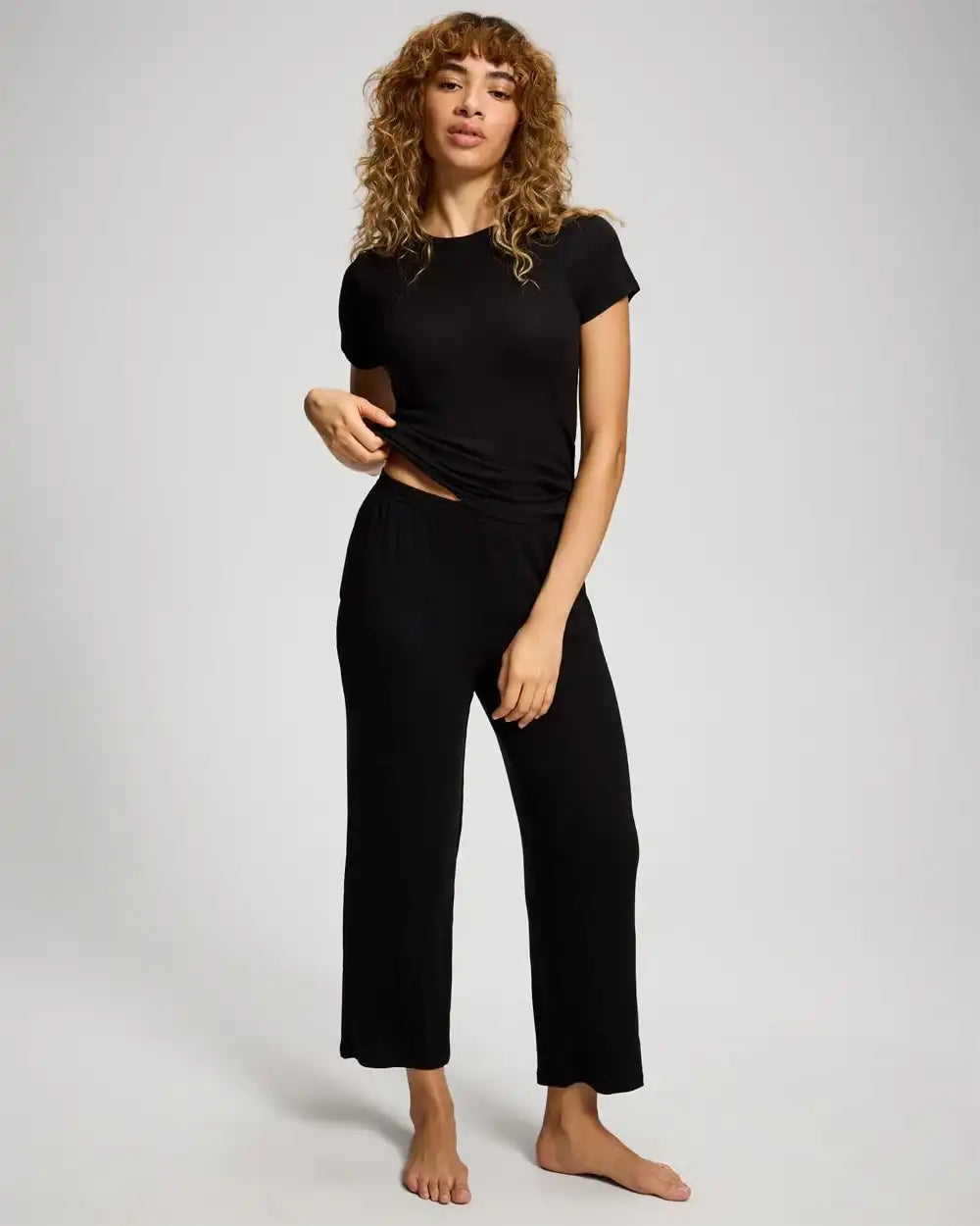 Lightweight Rib Knit Crop Pajama Pants
