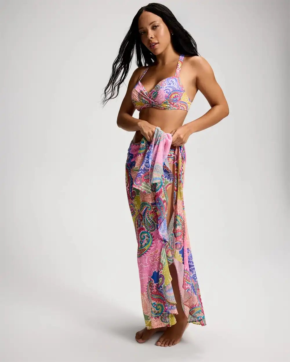 Bleu Rod Beattie La Vida Bohemia Chiffon Ruffle Sarong Swim Cover-Up