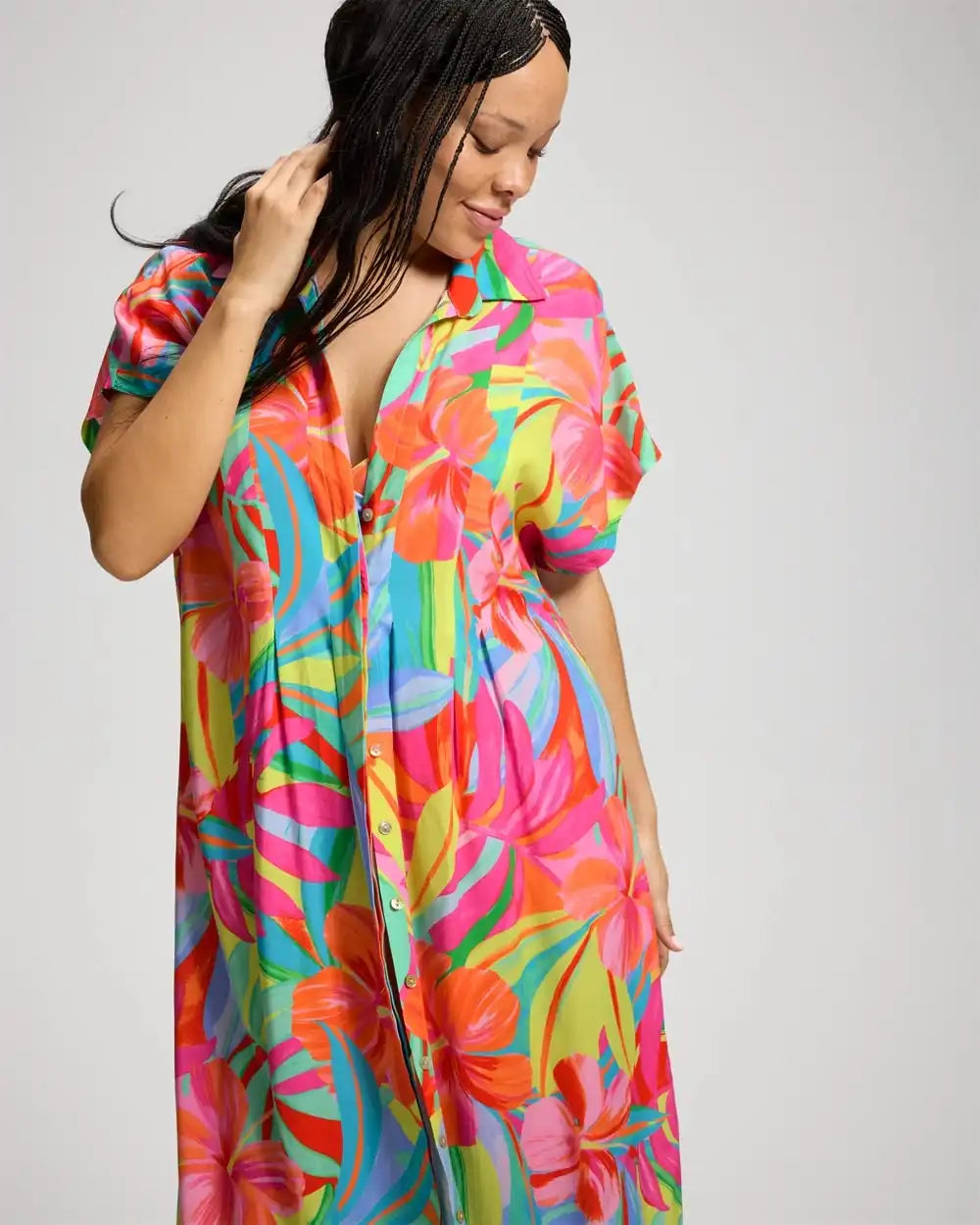 Bellissimo Botanica Rayon Pleated Dress