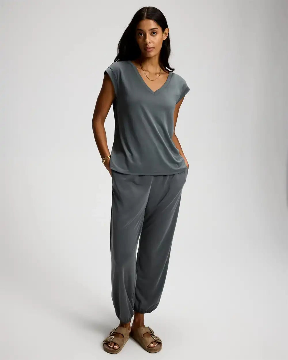 Sand Washed Relaxed Short Sleeve Top
