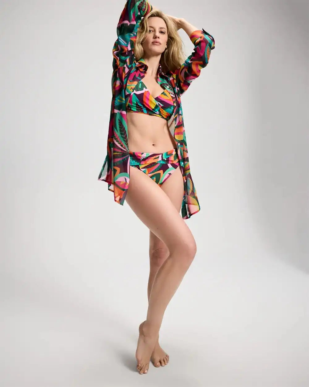 Bleu Rod Beattie Wild and Free Chiffon Cover Up Shirt