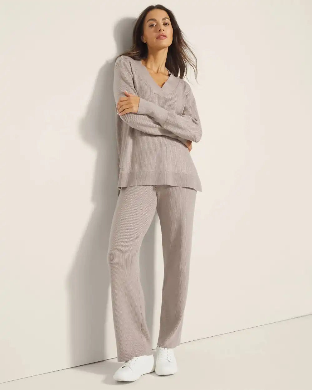 Lurex Straight Leg Sweater Pant