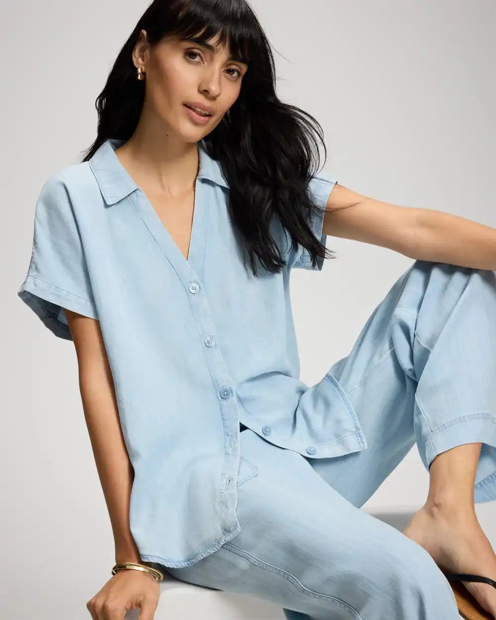 Chambray Relaxed Collared Shirt