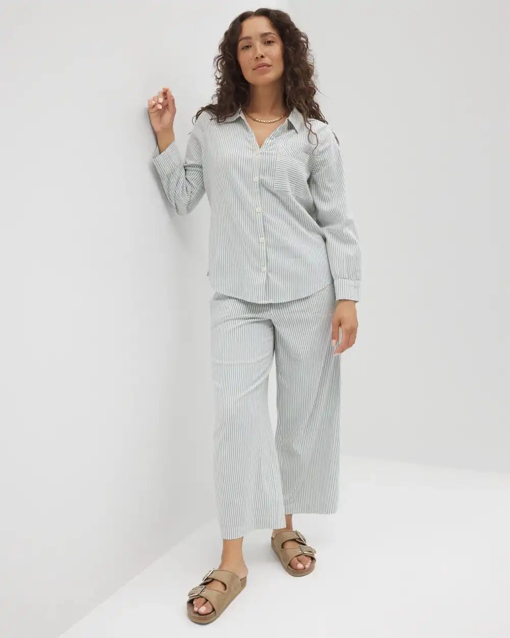 Beach Cotton Long Sleeve Button-Up