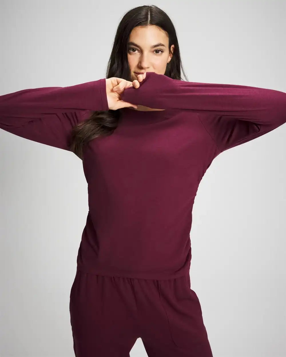 Ruched Long Sleeve Pajama Tee