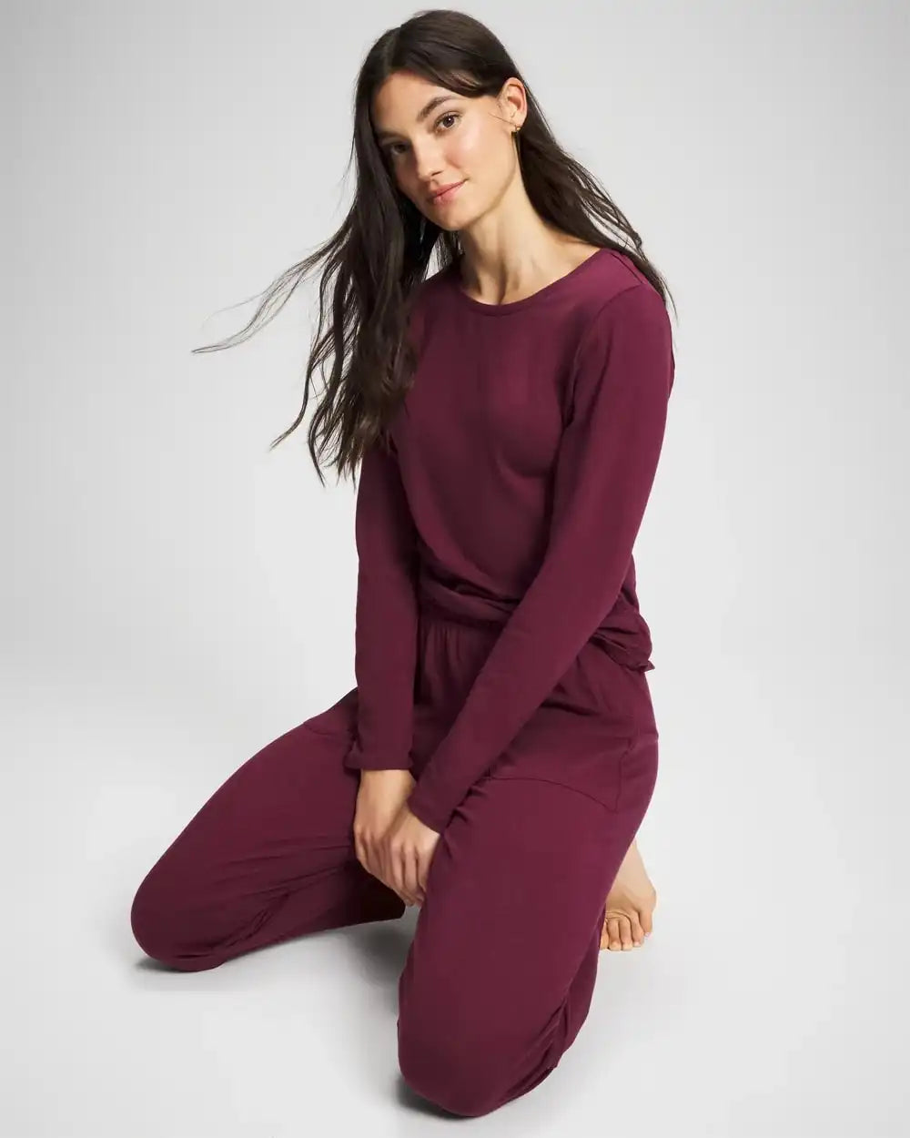 Ruched Long Sleeve Pajama Tee