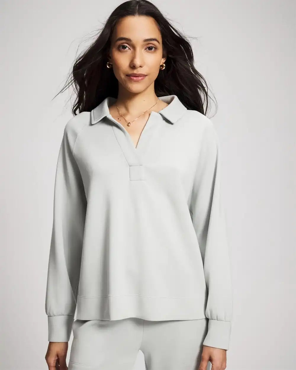 Modern Modal Collared Long Sleeve Top