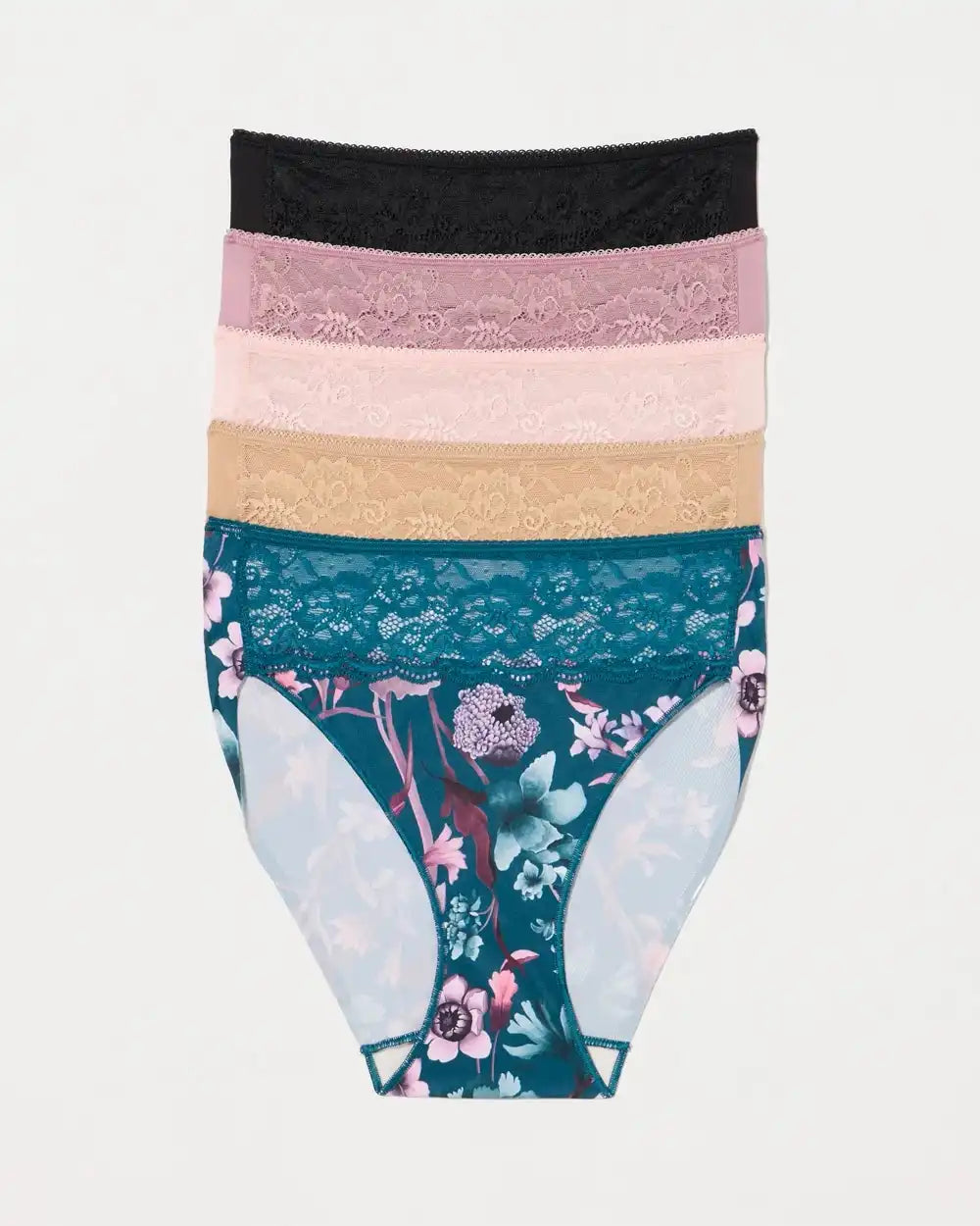 Edge High-Leg Brief Panty with Lace 5 Pack