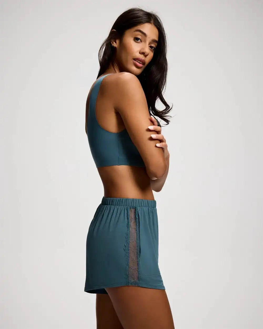 Fine Line Lace Pajama Shorts