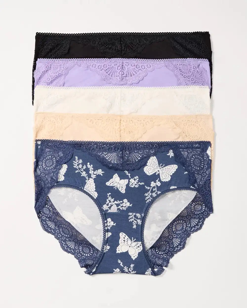 Hipster Panty with Crochet Lace Waist 5 Pack