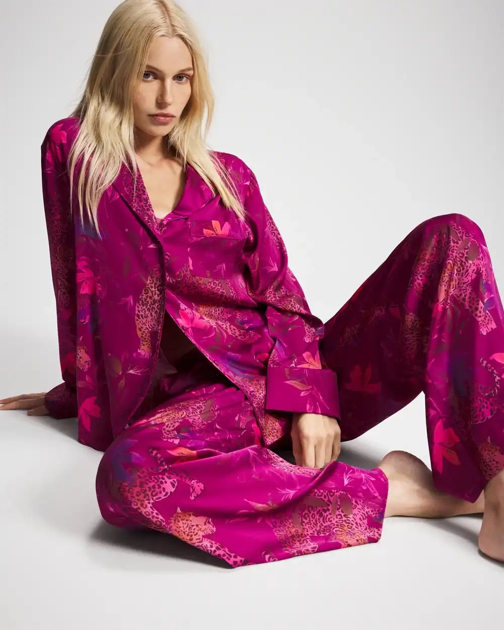 Long Sleeve Notch Collar Pajama Top