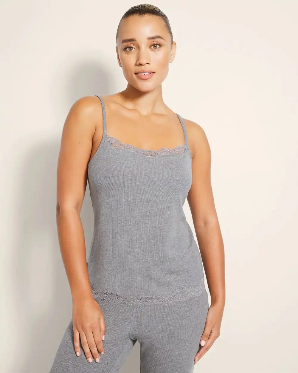 Rib Lace Trim Pajama Cami