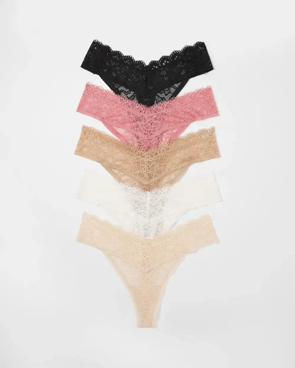 Thong Panty with Enchanting Lace 5 Pack