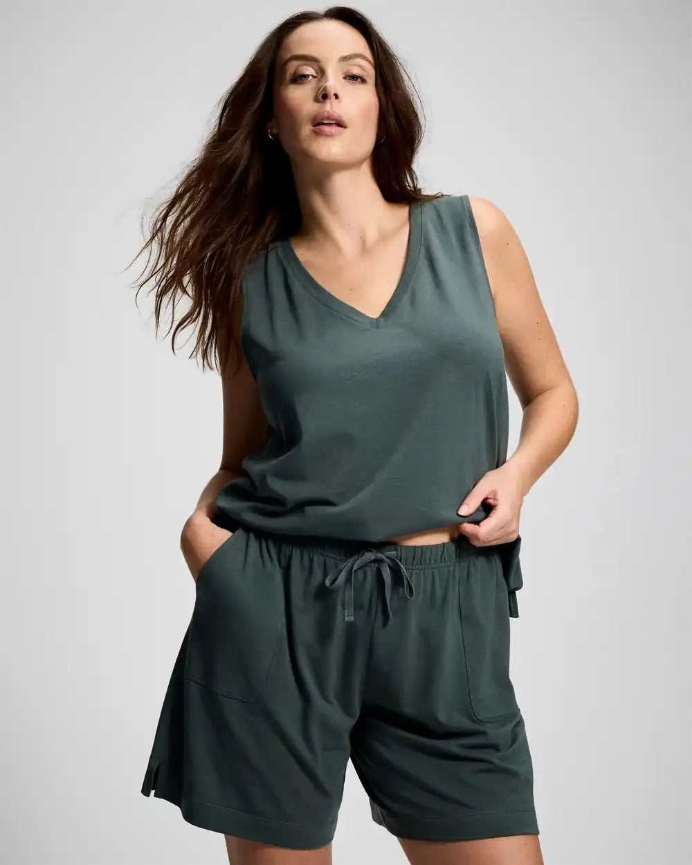 Relaxed Long Pajama Shorts