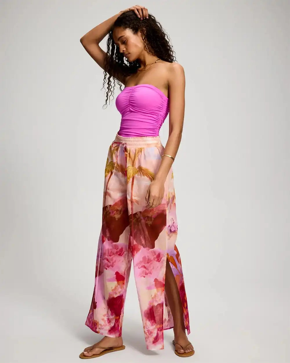 Cotton Voile Wide Leg Relaxed Pants