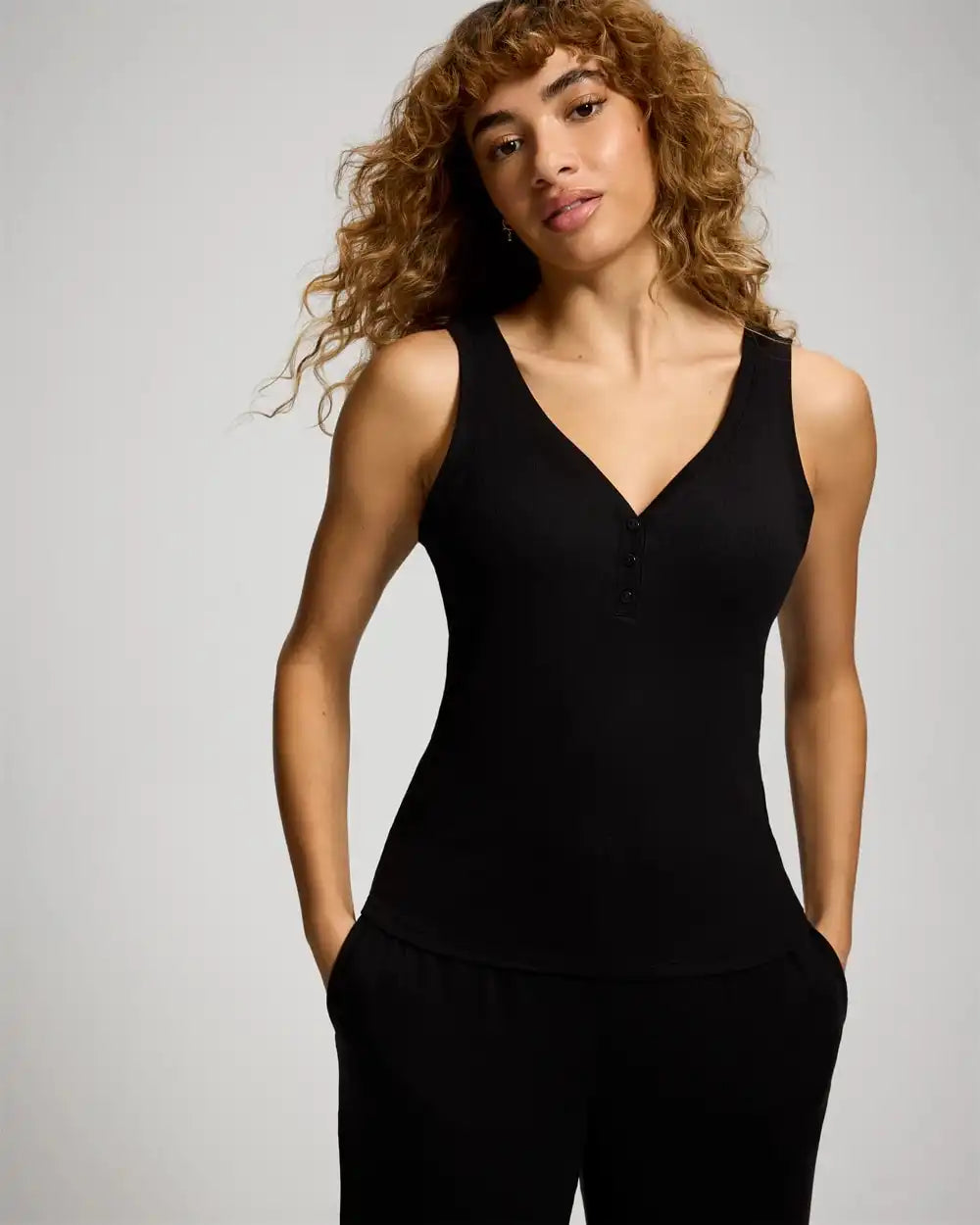 Lightweight Rib Knit Slim Fit Pajama Tank