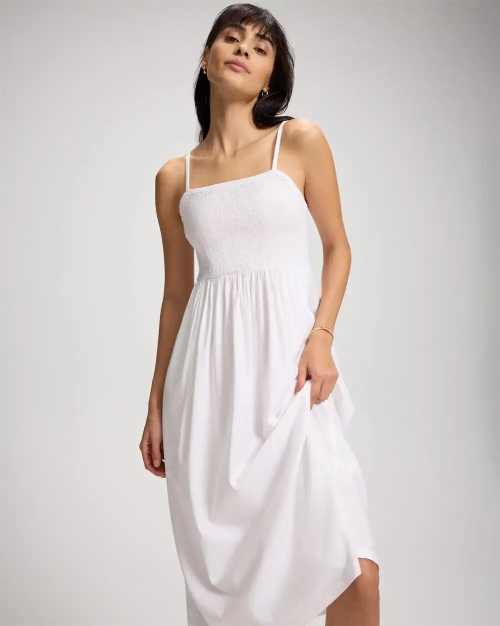 Beach Cotton Smocked Midi Dress
