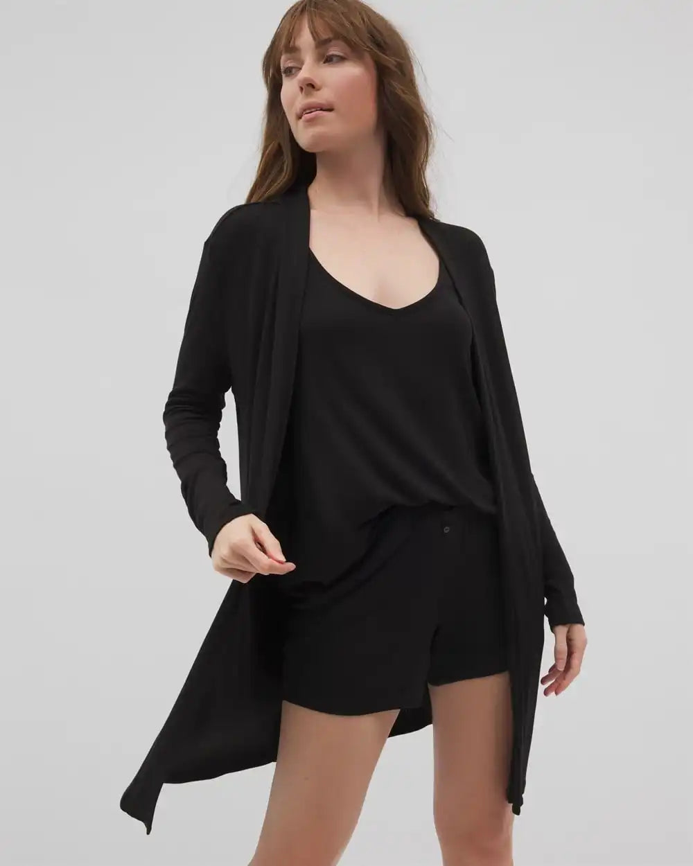 Lightweight Rib Knit Long Sleeve Wrap
