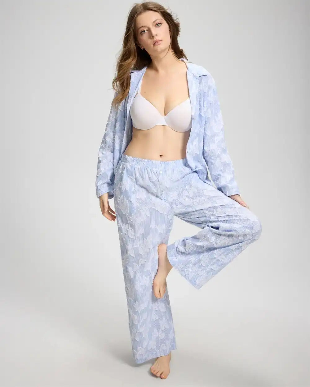 Cotton Striped Jacquard Pajama Pants