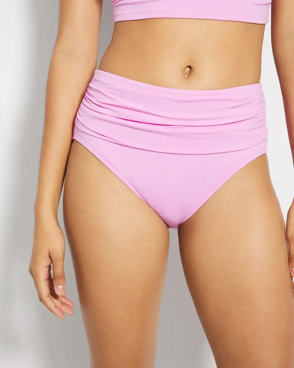 Ruched High-Waist Bikini Bottom