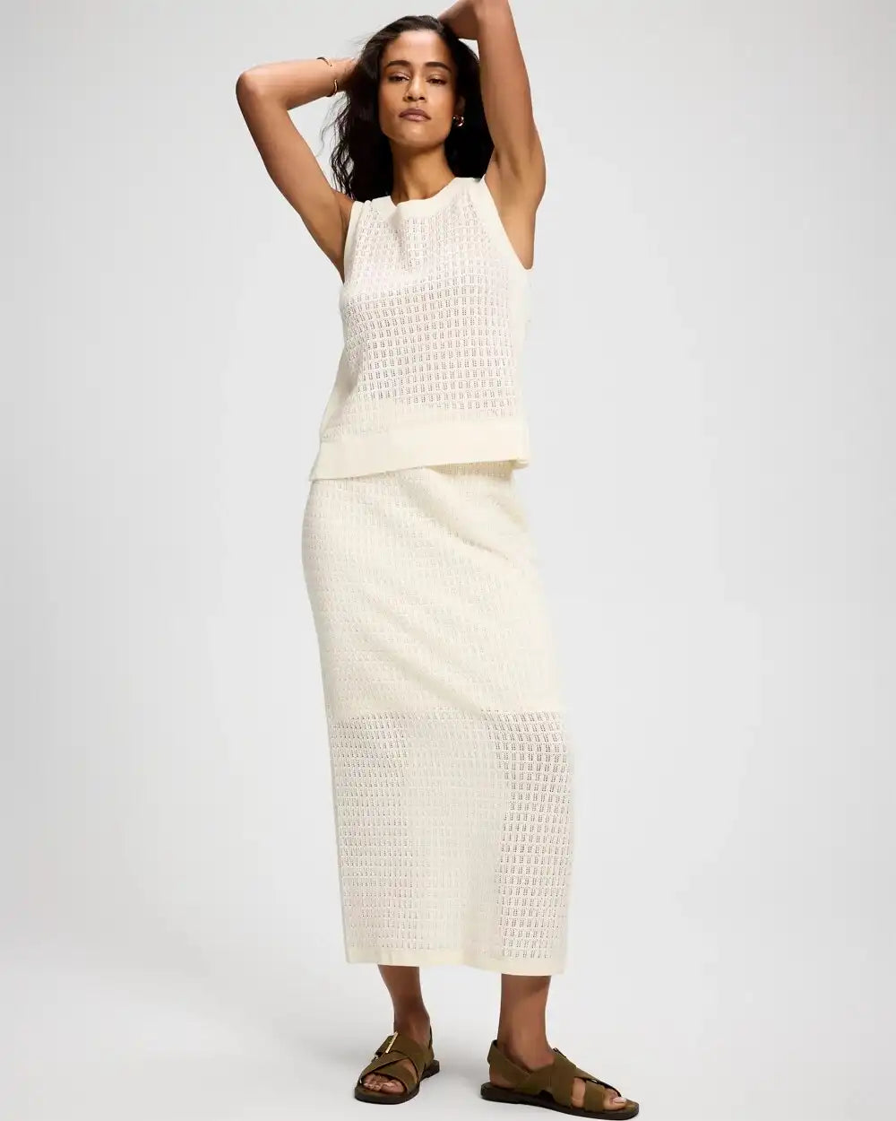 Cotton Pointelle Sweater Tank